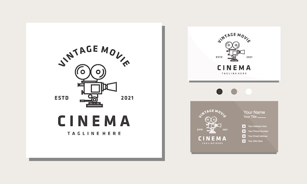 vintage movie camera and film logo design inspiration