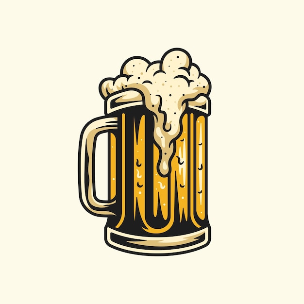 고립된 배경에 있는 빈티지 맥주 컵 레트로 터 일러스트레이션