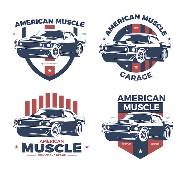 Collezione vintage muscle car logo