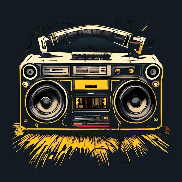 Печать футболки Vintage Music Culture с иллюстрацией Boombox