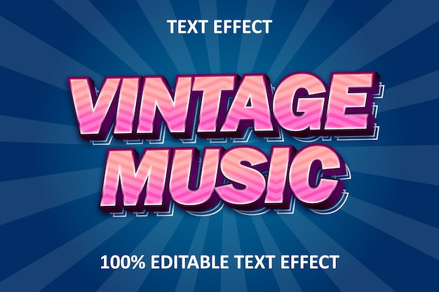 Vintage music editable text effect pink red retro