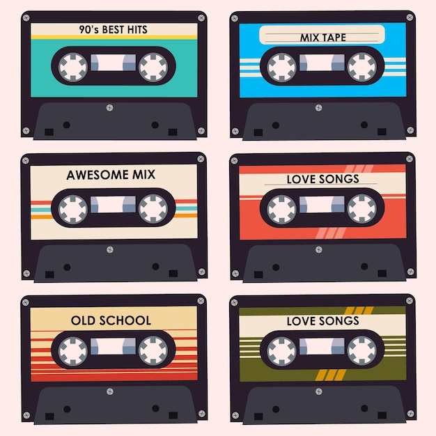 Vintage muziekcassettes vectorillustratie