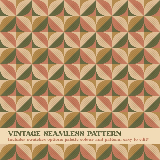 vintage naadloos patroonontwerp met stalen opties kleurenpalet en patroon