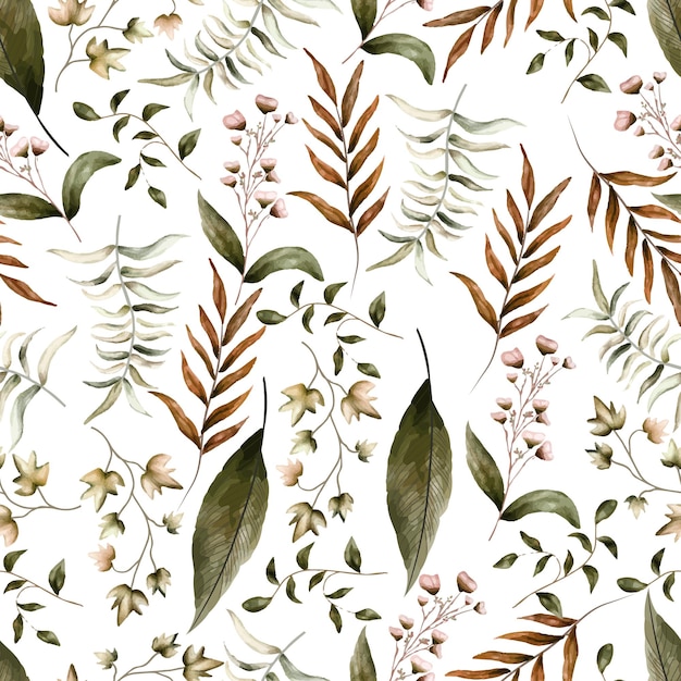 Vector vintage naadloze patroon met aquarel bladeren