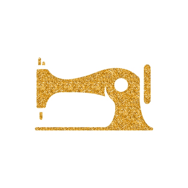 Vintage naaimachine pictogram goud glitter textuur vectorillustratie