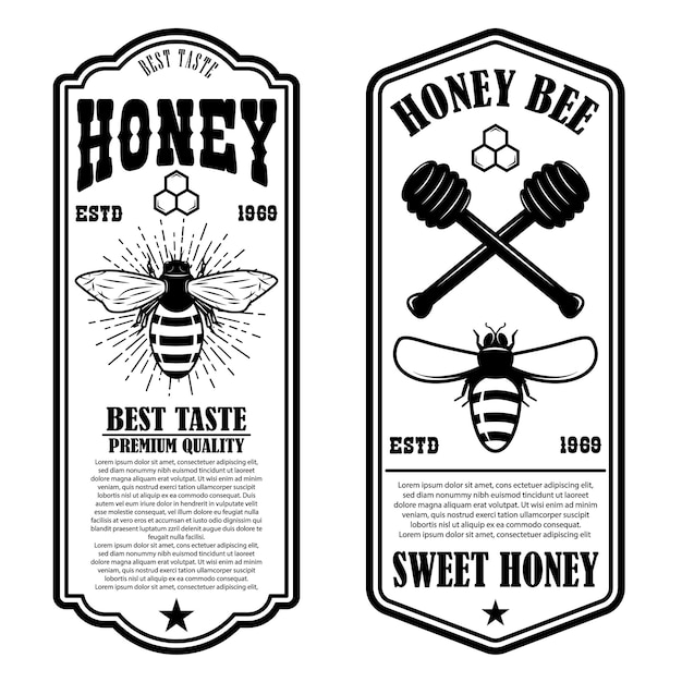 Vector vintage natural honey flyer templates. design elements for logo, label, sign, badge.