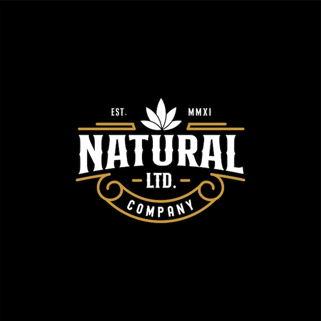 Vintage natuurlijke cannabis hennep logo ontwerp