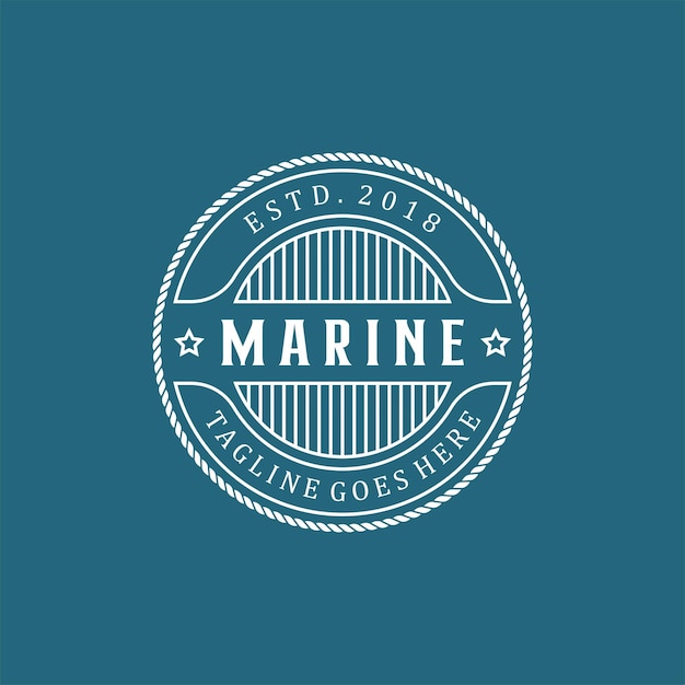 Vettore design del logo del bollo marino nautico vintage