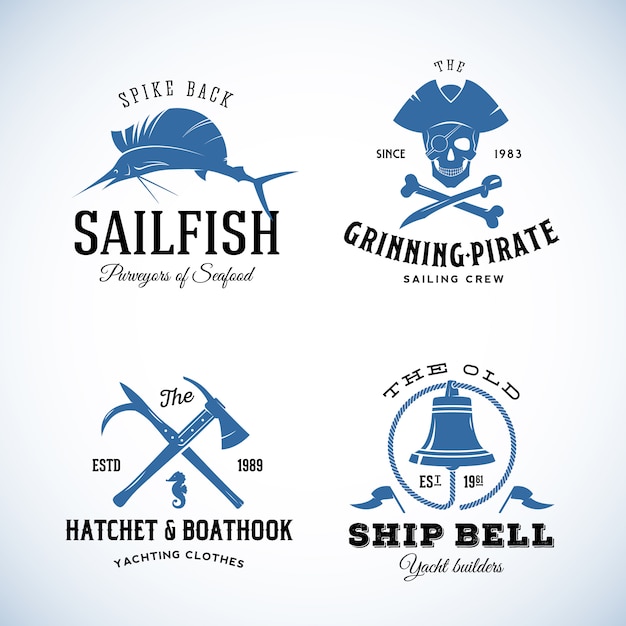 Vintage nautical sea logos.