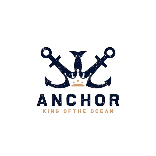 Vintage nautische koning anker embleem anker en kroon voor mariene badges schip boot logo ontwerp sjabloonelement