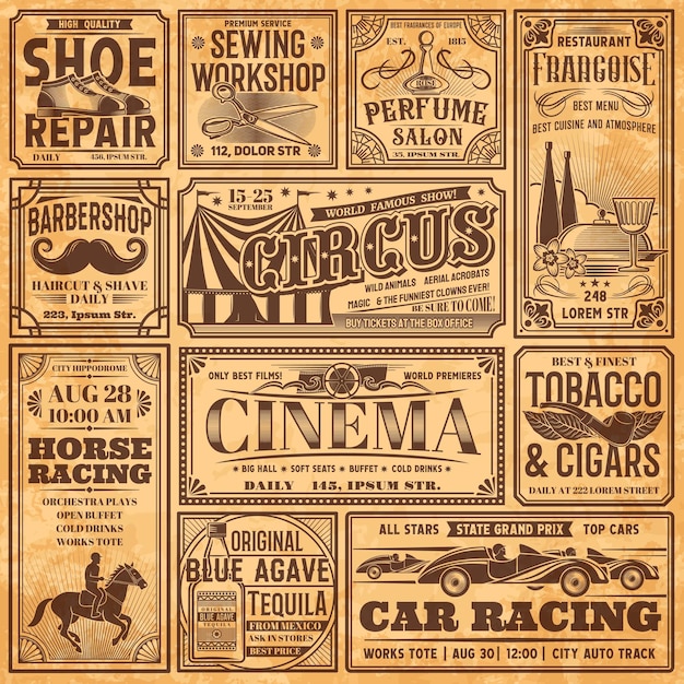 Vector vintage newspaper banners old retro advertising