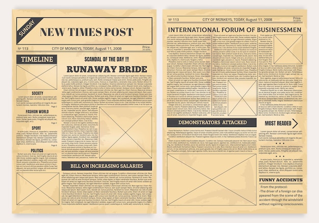 Vector vintage newspaper illustration