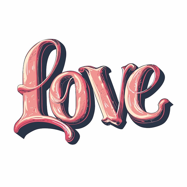 Vintage Newspaper Love Calligraphy Font Artwork for TShirt Design and Romantic Lettering