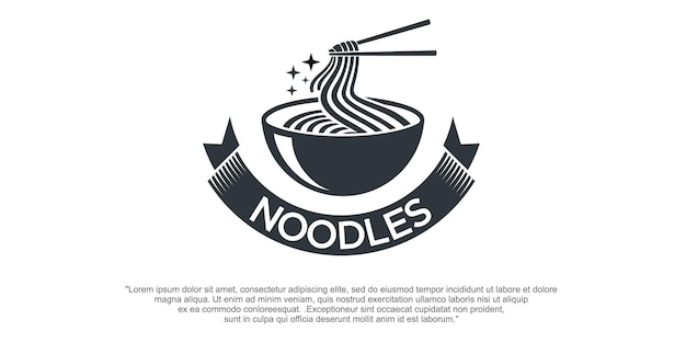 Design con logo vintage noodle vettore di noodle e ciotola