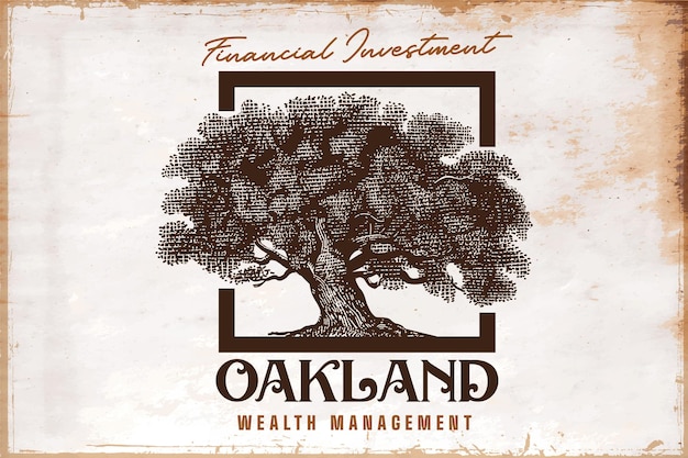 vintage oak tree logo template