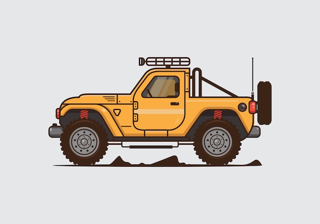 Vector vintage offroad car illustration. vector flat