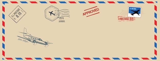 Vector vintage old air mail envelope