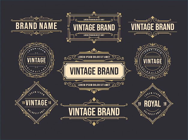 Vintage old label set design template