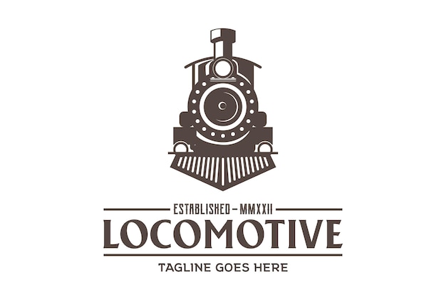 Vintage vecchio treno locomotiva macchina logo design vector