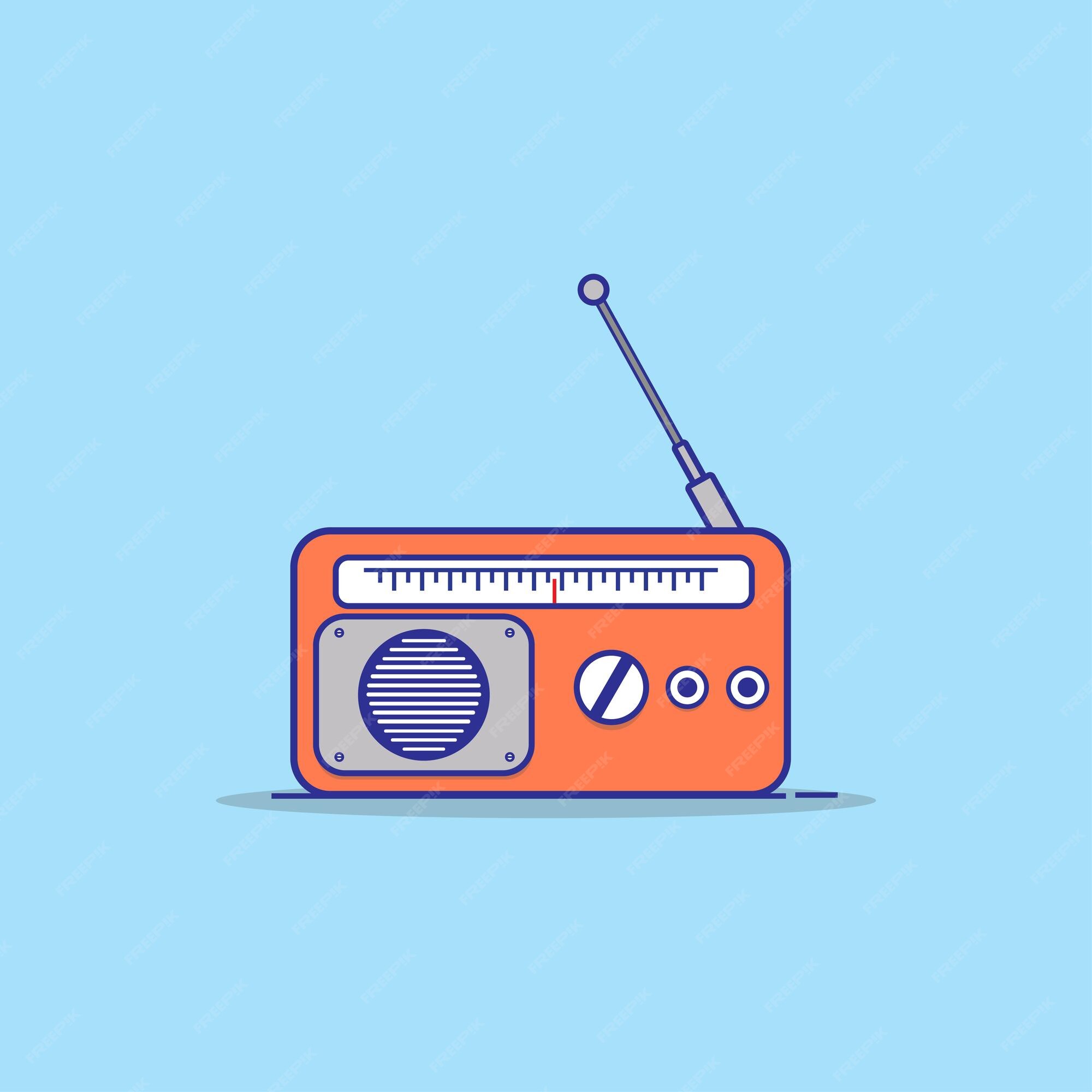 Premium Vector | Vintage old radio vector illustration retro gadget ...