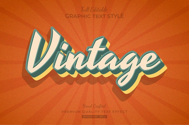 Vector vintage old retro editable   text effect font style