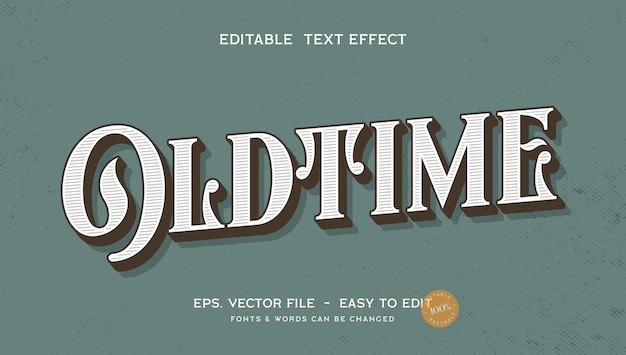 Vector vintage old time editable text effect