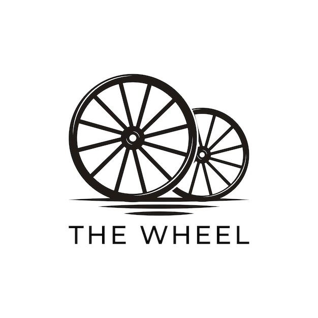 Vintage old wooden cart wheel logo design