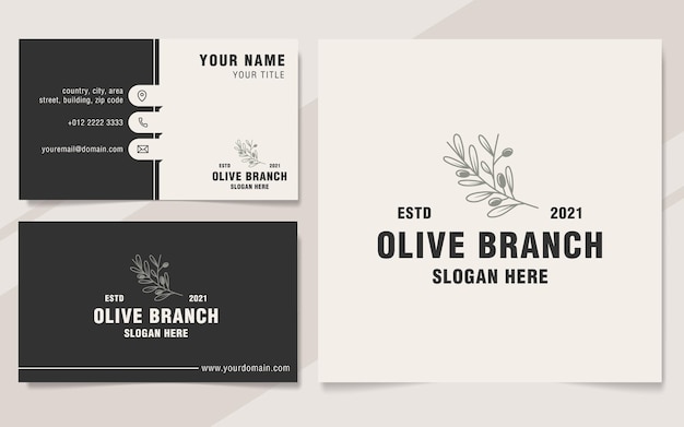 Vintage olive branch logo template monogram style