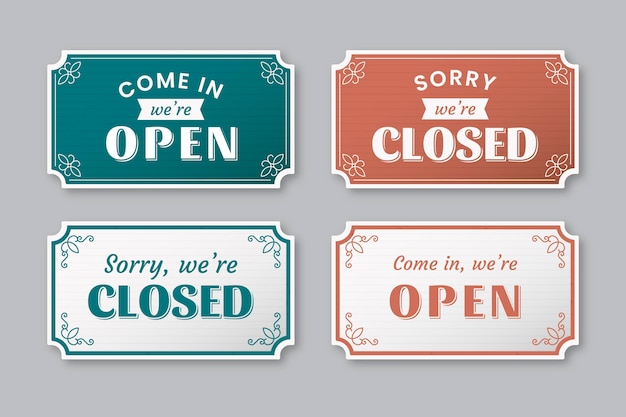 Vintage open and closed signboard collection