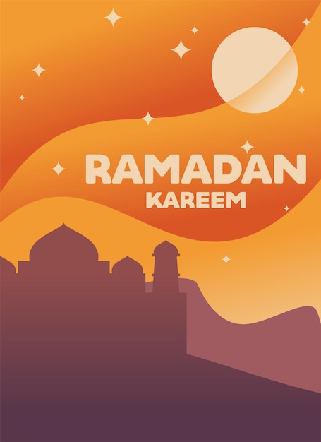 Vintage orange ramadan kareem mosque desert