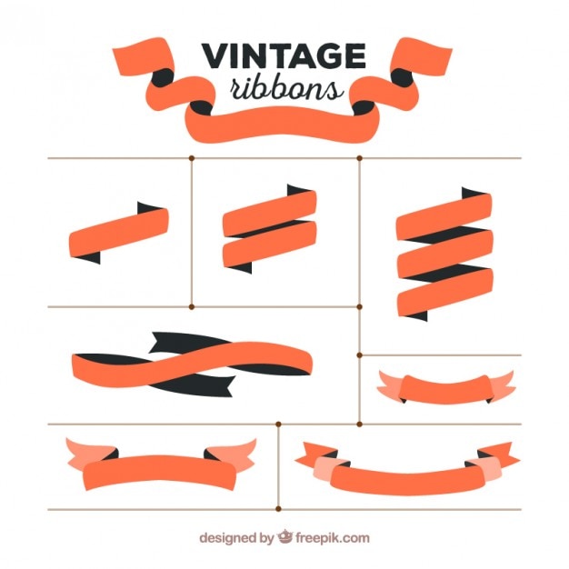 Vector vintage orange ribbons