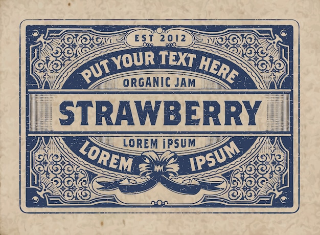 Vintage Organic Jam Label with Floral Elements