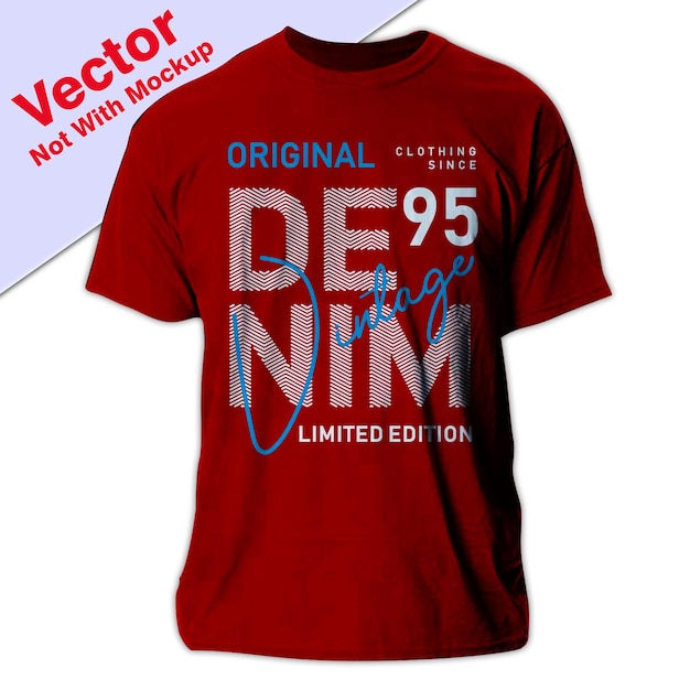 Vintage Original Denim Typography Design For T Shirt Vector Illustration