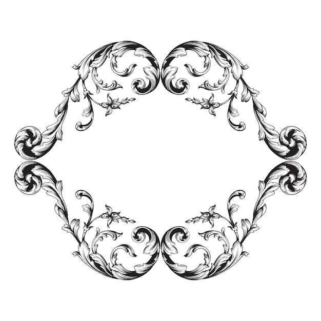Vintage Ornament Element in baroque style with filigree and floral engrave.