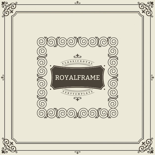 Vintage Ornament Greeting Card Vector Template. Retro Luxury Invitation, Royal Certificate. Flourishes frame. Vintage ornament, Ornamental Frame
