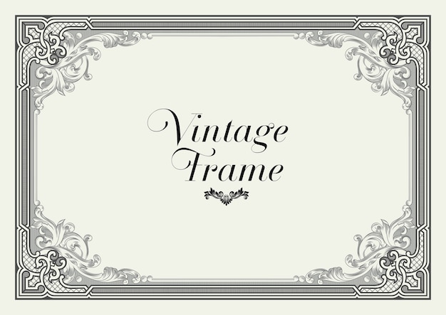 Vintage ornament grens met bloemen frame