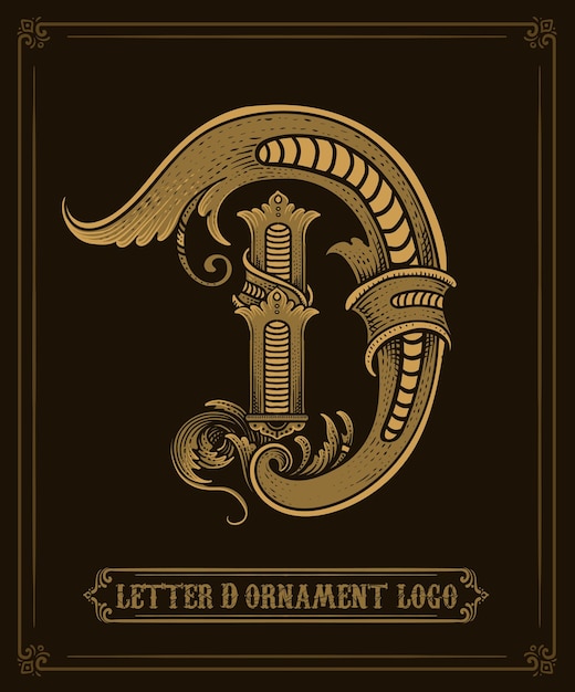 Вектор Винтажный орнамент логотипа буква d векторный логотип