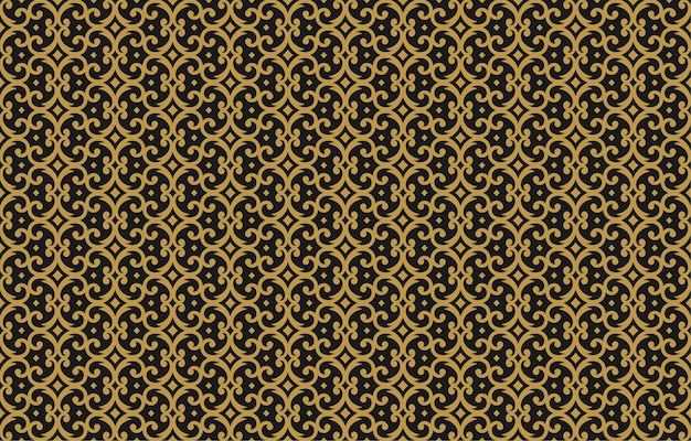 Vintage ornament seamless pattern damask gold ornate vignettes swirls