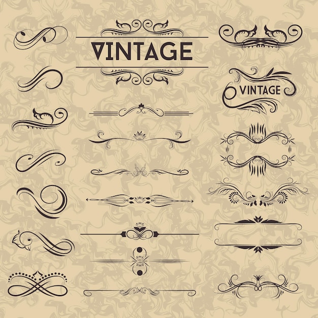 Vector vintage ornamental design elements set