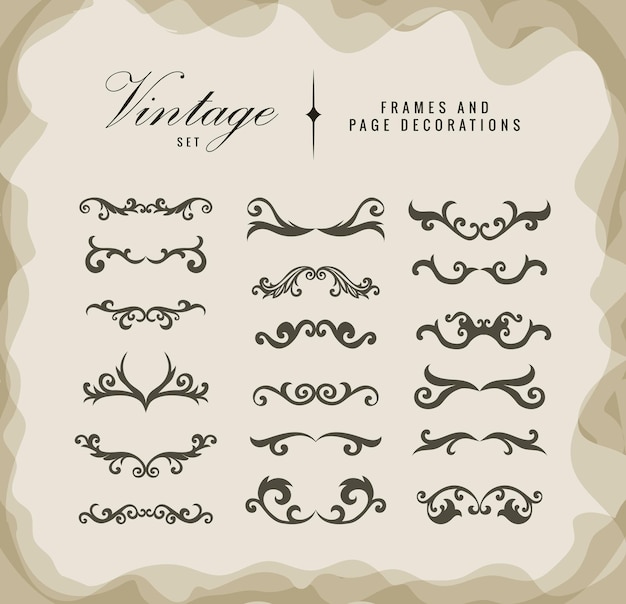 Vector vintage ornamental dividers, page decorations set