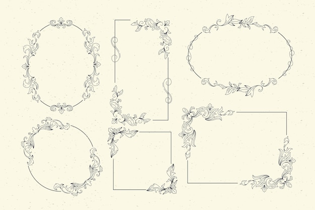 Вектор Коллекция старинных декоративных рамок