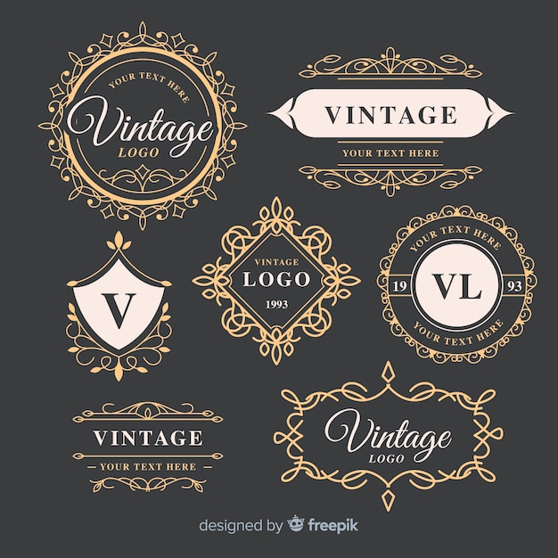 Vintage ornamental logos collection template