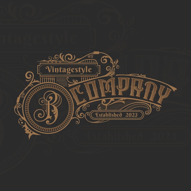 Vettore design del logo vittoriano ornamentale vintage