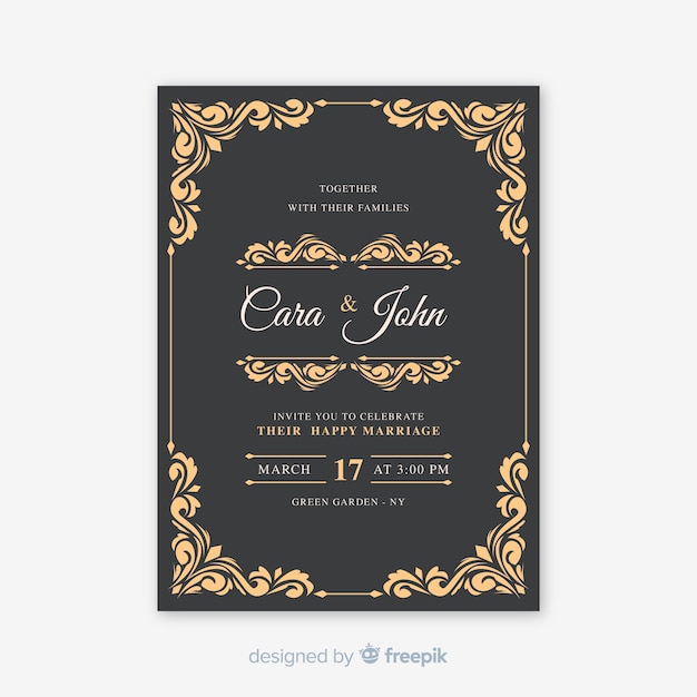 Vector vintage ornamental wedding card