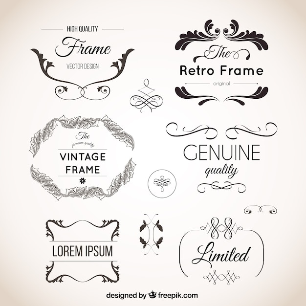 Vector vintage ornaments set