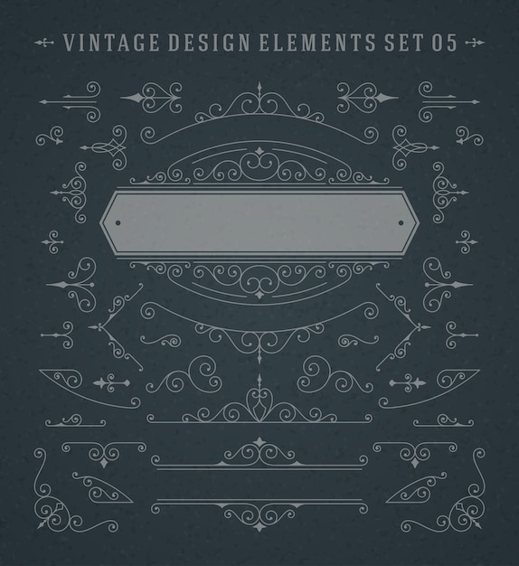 Vector vintage ornaments swirls and scrolls decorations design elements vector set