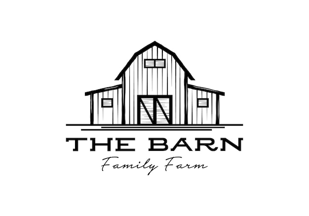 Vintage oude boerderij schuur illustratie logo ontwerpsjabloon inspiratie