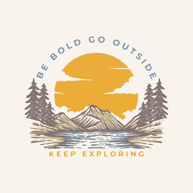 Vector vintage outdoor adventure illustration