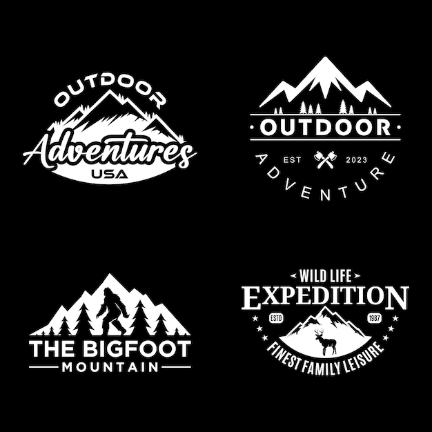 vintage outdoor adventure logo designs set