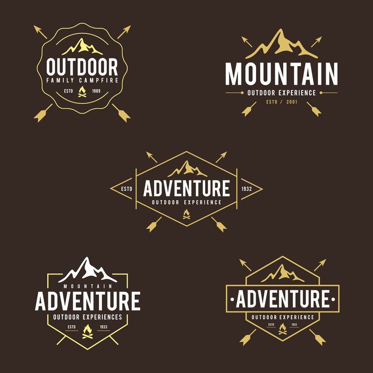 vintage outdoor mountain labels and badges